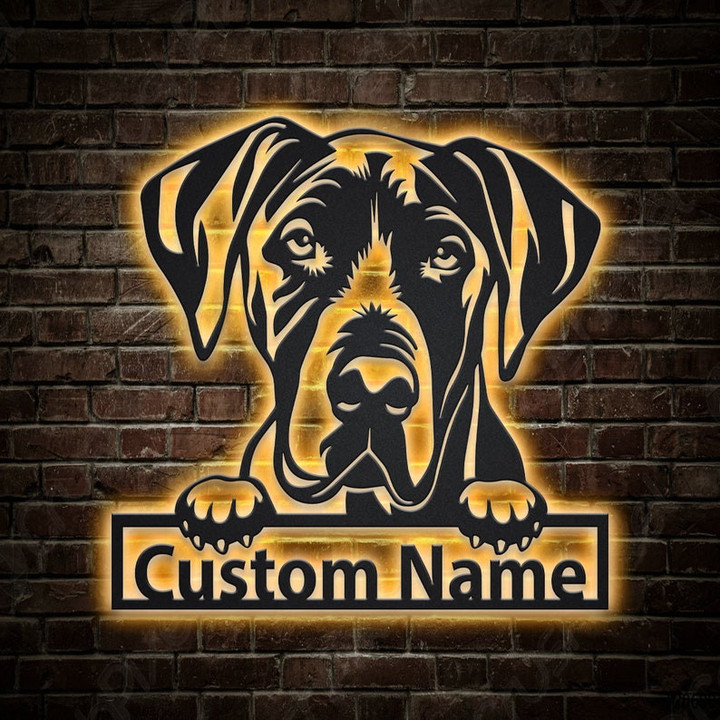 Personalized Great Dane Dog Metal Sign With LED Lights Custom Great Dane Dog Metal Sign Hobbie Gifts Birthday Gift Great Dane Sign