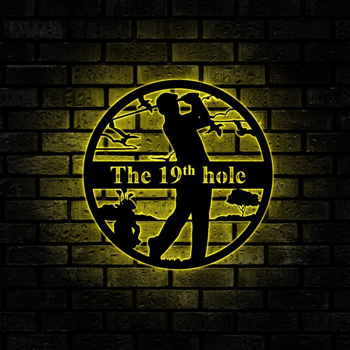 19th Hole Metal Sign With Led Lights, Golf Gifts for Men, Customized Golf Sign, Golfer Gifts Boyfriend Gift Husband Gift Dad Gift Golf Lover