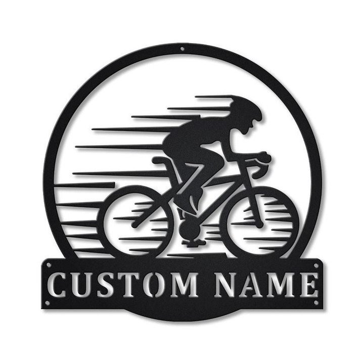 Personalized Cycling Sport Monogram Metal Sign Art Custom Cycling Sport Metal Sign Hobbie Gifts Sport Gift Birthday Gift