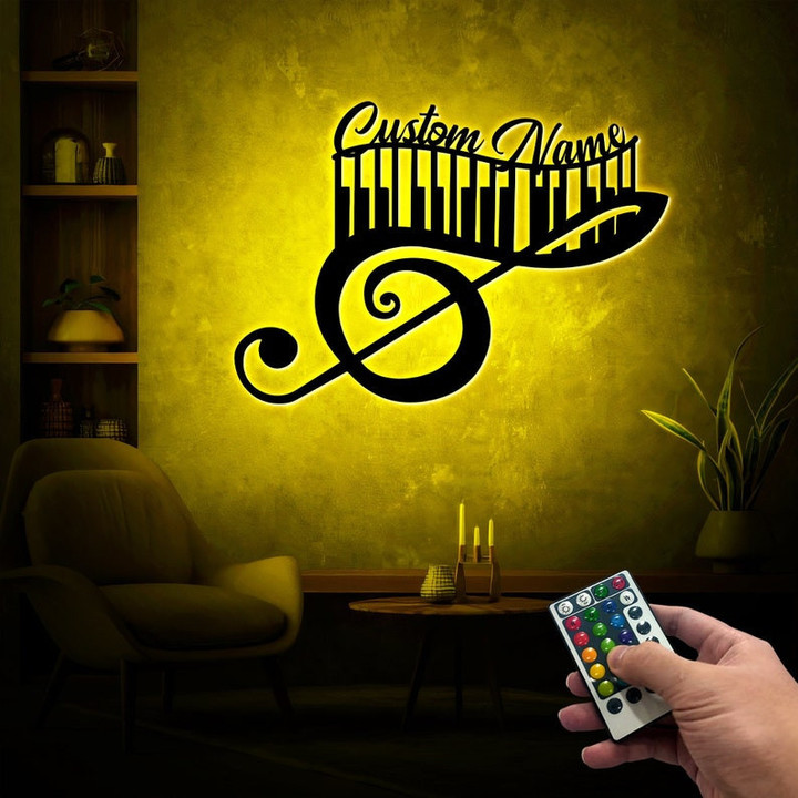 Personalized Keyboard Metal Sign With Light Piano Sign Treble Clef Sign Gift For Musical Lover Music Room Decor Musician Gift
