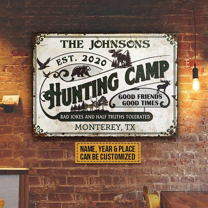 Personalized Hunting Camp Metal Signs Bad Jokes And Half Truths Gift For Hunter Hunting Lover Housewarming Gift House Decor