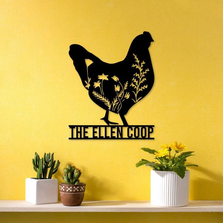 Personalized Floral Chicken Farm Sign With Lights, Hen House Decor, Outdoor Decor, Farmer Gift, Chicken Lover Gift, Hen Coop Sign