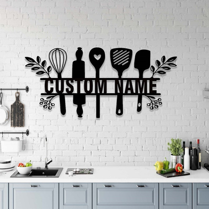 Custom Kitchen Metal Sign With LED Lights Personalized Kitchen Name Signs Custom Metal Sign for Kitchen Kitchen Wall Art Kitchen Wall Decor