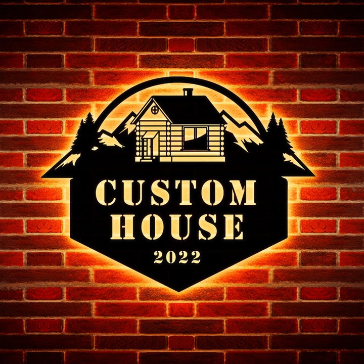 House Custom 2022 Lover Family Sign Metal Wall Art With Led Lights Personalized Family Name Sign Metal Wall Decor Housewarming Gifts
