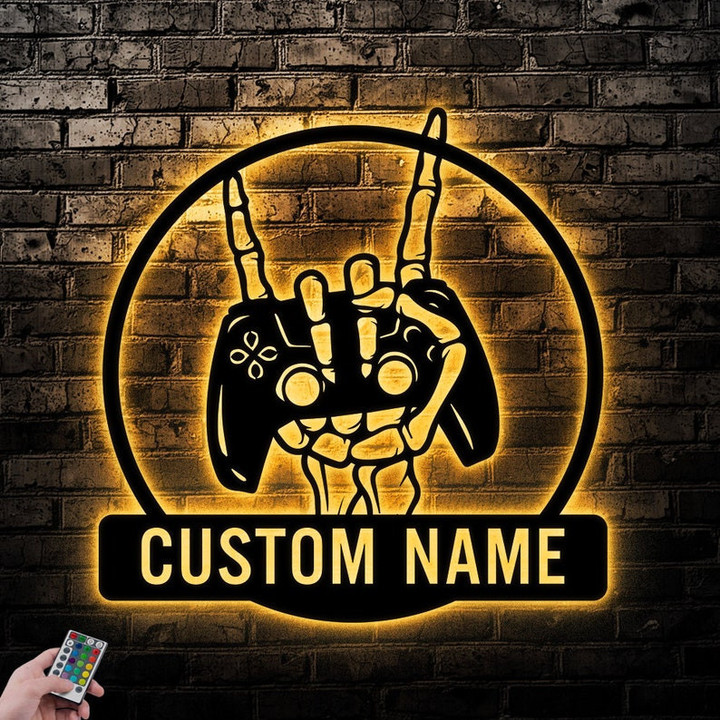 Gamer Custom Name Metal Sign Wall Art With Led Lights Personalized Family Name Sign Metal Wall Decor Housewarming Gift