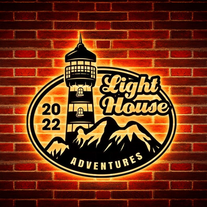 Light House 2022 Adventures Design Metal Wall Art With Led Lights Family Metal Sign Metal Wall Decor Housewarming Gift