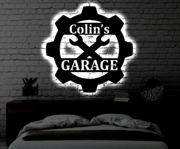 Personalized LED Garage Metal Sign Light up Home Garage Wall Art Garage Wall Art Fathers Day Gift Garage LED Art Sign