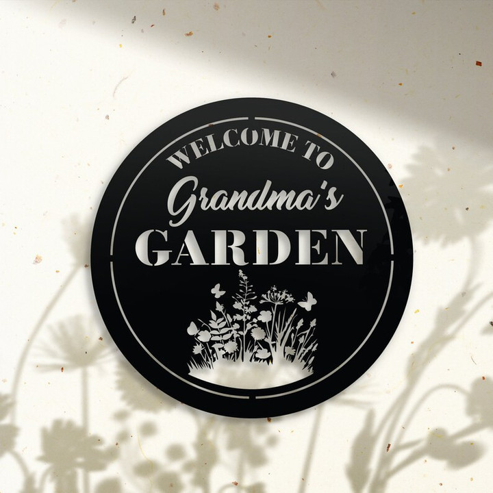 Personalized Garden Metal Wall Floral Garden Monogram Sign Grandma's Name Garden Decor Gift For Nana Mimi Mother