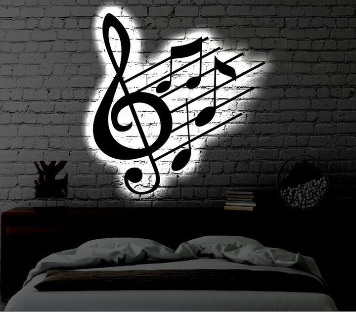 Music LED Metal Art Sign Light up Music Note Metal Sign Multi Colors Music Sign Metal Composer Home Decor LED Wall Art Gift