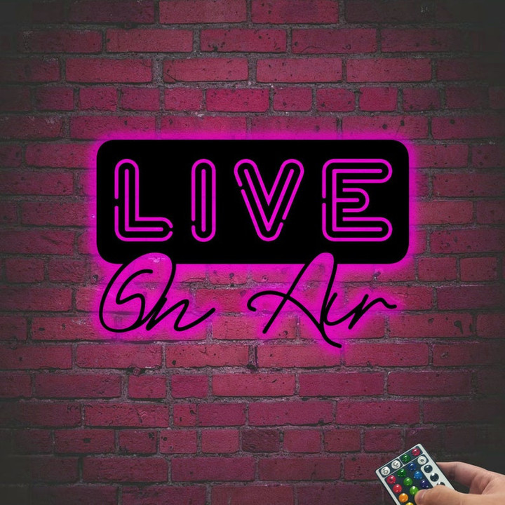 Live On Air Led Light Metal Sign On Air Recording Studio Led Sign Vlogger and Youtuber Wall Decor Sign Media LED Light Up Sign