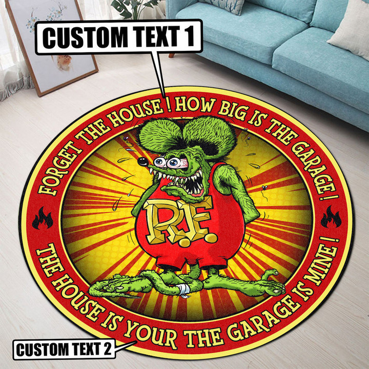 Personalized Hot Rod Round Mat S (24in)