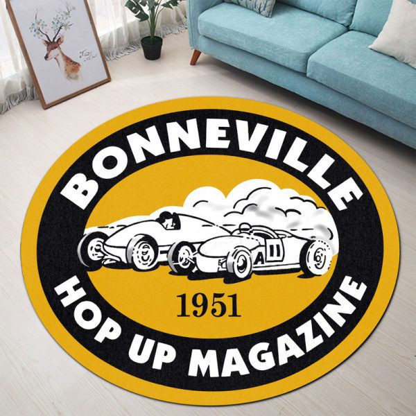 Bonneville 1951 Vintage Style Hot Rod Round Mat Round Floor Mat Room Rugs Carpet Outdoor Rug Washable Rugs Xl (48In)