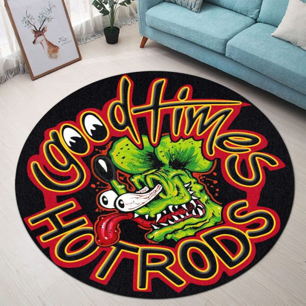 Good Times Hot Rod Round Mat Round Floor Mat Room Rugs Carpet Outdoor Rug Washable Rugs Xl (48In)