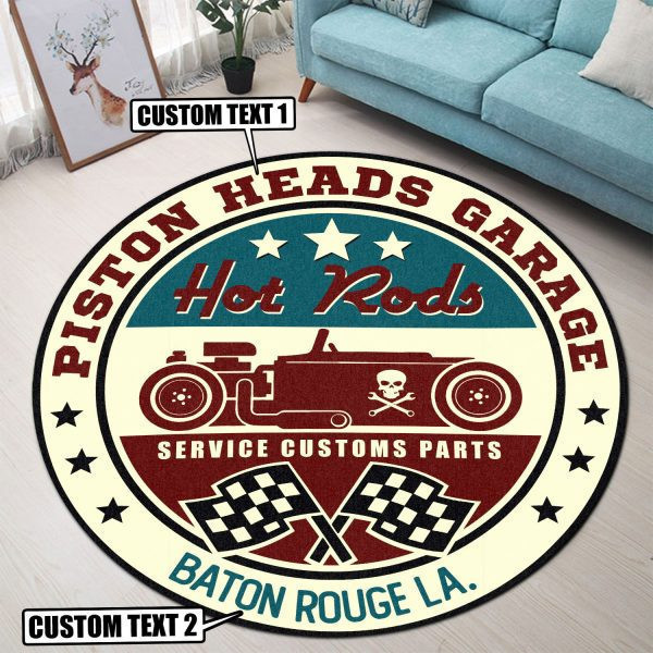 Personalized Hot Rod Service Custom Parts Round Mat Round Floor Mat Room Rugs Carpet Outdoor Rug Washable Rugs Xl (48In)