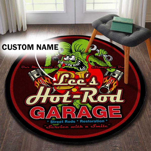 Personalized Hot Rod Rat Fink Round Mat Round Floor Mat Room Rugs Carpet Outdoor Rug Washable Rugs L (40In)