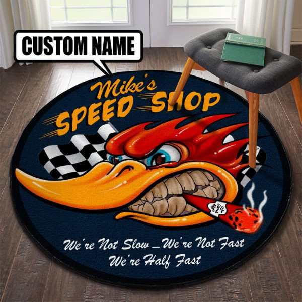 Personalized Chop Shop Hot Rod Round Mat Round Floor Mat Room Rugs Carpet Outdoor Rug Washable Rugs Xl (48In)