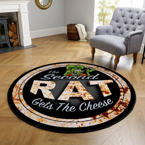 The Second Rat Gets The Cheese Rat Fink Hot Rod Round Mat Round Floor Mat Room Rugs Carpet Outdoor Rug Washable Rugs L (40In)