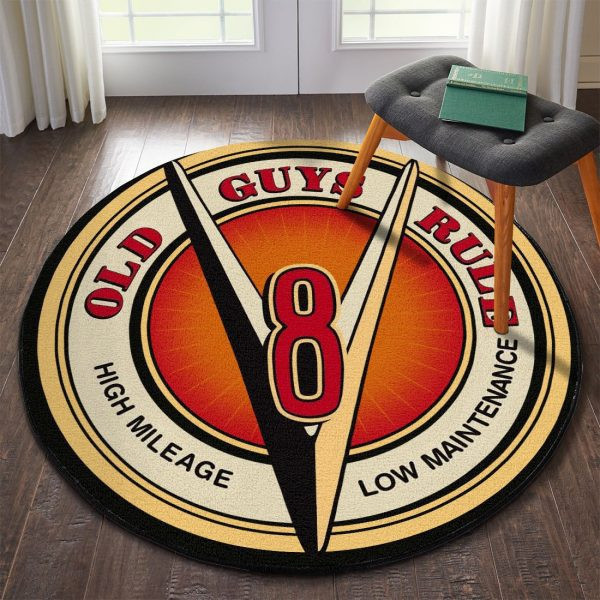 V8 Hot Rod Round Mat Round Floor Mat Room Rugs Carpet Outdoor Rug Washable Rugs Xl (48In)