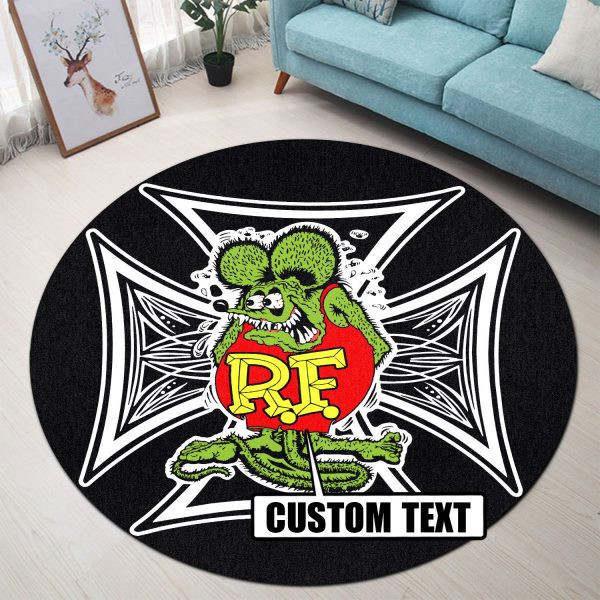 Personalized Rat Rod Hot Rod Pinstripe Round Mat Round Floor Mat Room Rugs Carpet Outdoor Rug Washable Rugs Xl (48In)