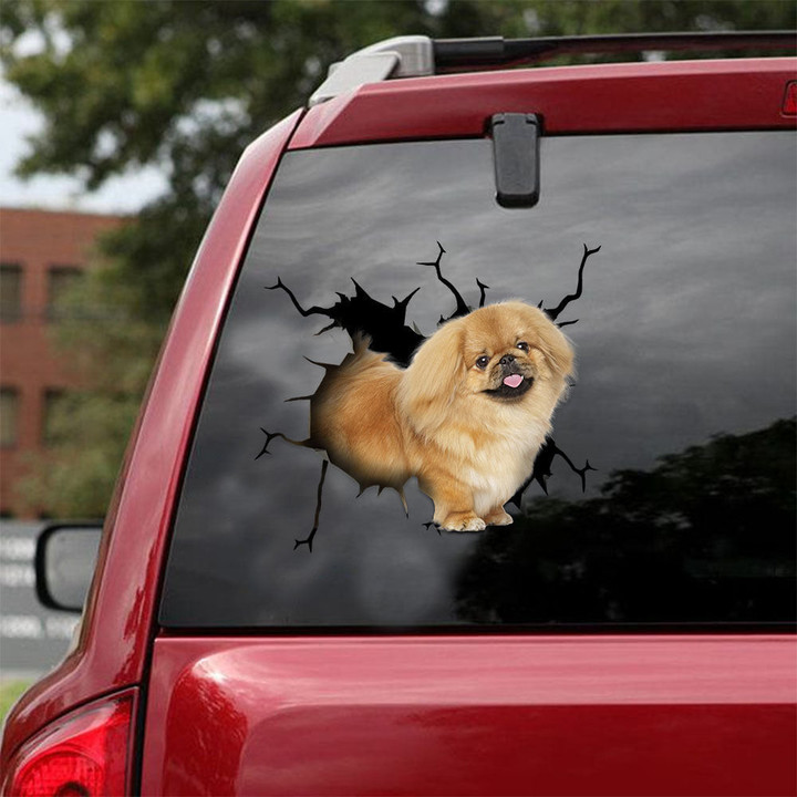 Pekingese Crack Car Decal Custom You Cute Decal Stickers Gifts For Dog Lovers, Popular Car Stickers 12x12IN 2PCS