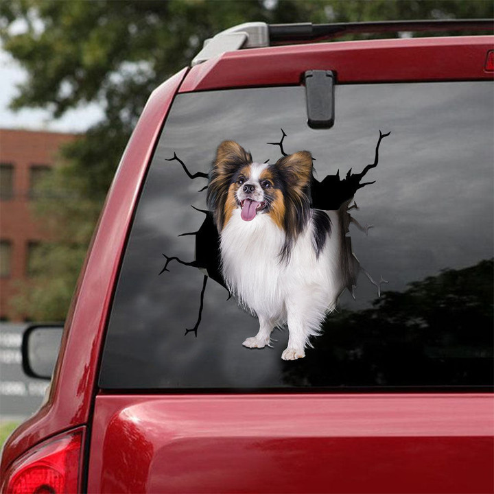 Papillon Dog Crack Decals For Walls Funny Wall Decor Laptop Decals Gift For Husband, Bumper Stickers For Sale 12x12IN 2PCS