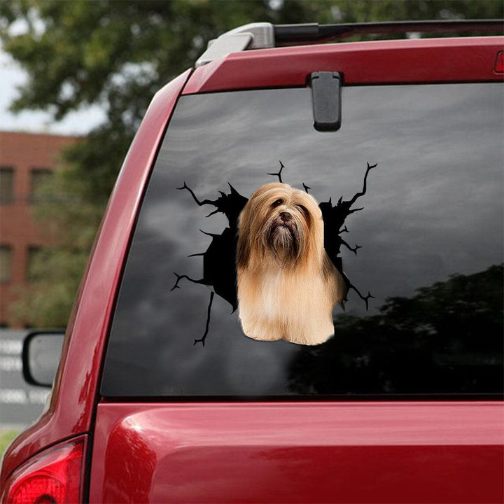 Lhasa Apso Crack Decal For Car Cute A Sticker Designs Gifts, Jdm Sticker Design 12x12IN 2PCS