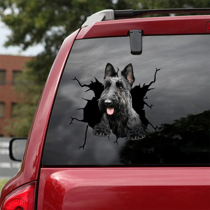 Cottish Terrier Crack Decal For Car Pretty Cute Custom Stickers Gifts For Grandpa, White Car Sticker Design 12x12IN 2PCS