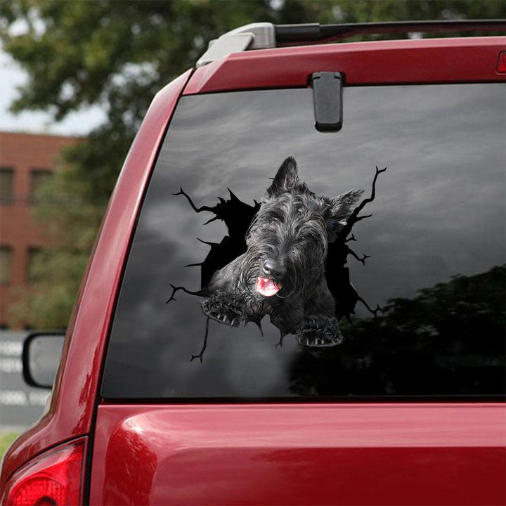 Cottish Terrier Crack Decal For Car Window Cuteness Overloaded Vinyl Window Decals , Mashallah Sticker For Car 12x12IN 2PCS