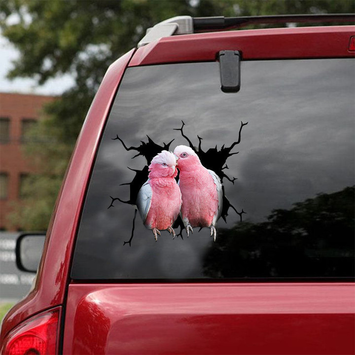 Pink Galah Crack Car Decal Custom Funny Wall Decor Making Stickers With Decals , Mom Car Decals 12x12IN 2PCS