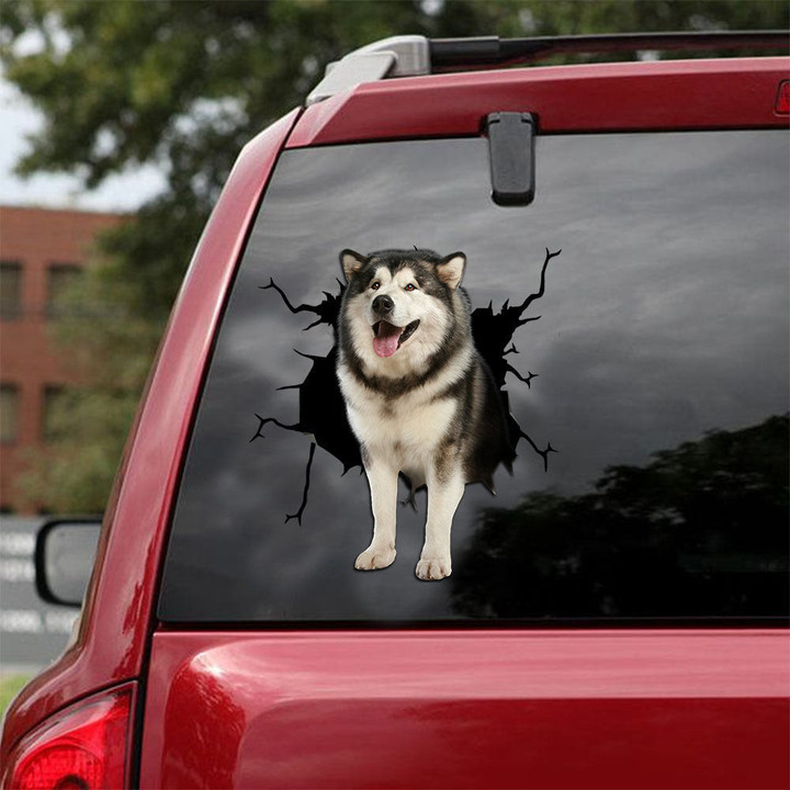 Alaskan Malamute Crack Sticker Sheets Cool Clear Stickers Memorial Gifts, Jeep Peace Sign Decal 12x12IN 2PCS