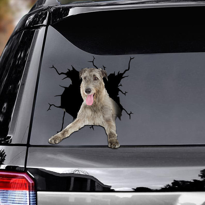 Irish Wolfhounds Crack Decal Car You Cute Custom Car Decals Best Gifts For Dad, Car God Stickers 12x12IN 2PCS