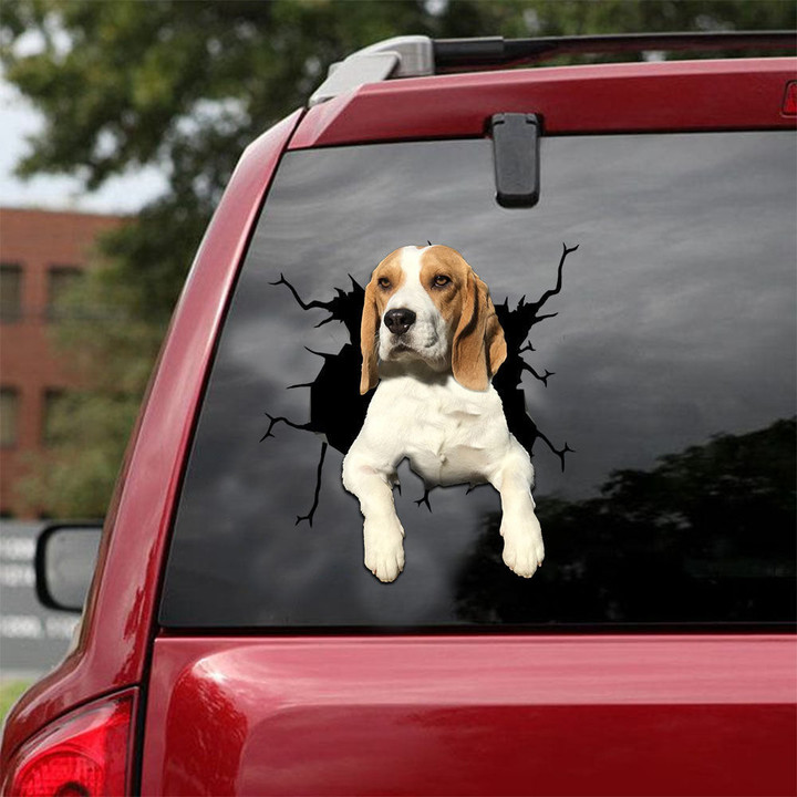 Beagle Crack Sticker Ideas The Cutest Circle Stickers Dog Memorial Gifts, Blessed Sticker For Car 12x12IN 2PCS