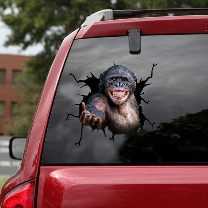 Chimpanzee Crack Stickers Lovely Vehicle Decals Best Christmas Gifts , Car Detailing Stickers 12x12IN 2PCS
