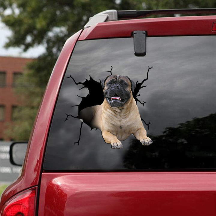 Bull Mastiff Crack Door Decal Funny Gifs Making Stickers With Decals Stuffers, Cng Car Sticker 12x12IN 2PCS