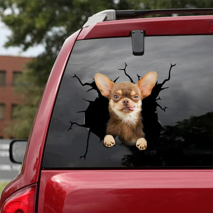 Chihuahua Crack Decal Ideas Cuteness Overloaded Custom Sticker Sheets , Stance Stickers 12x12IN 2PCS