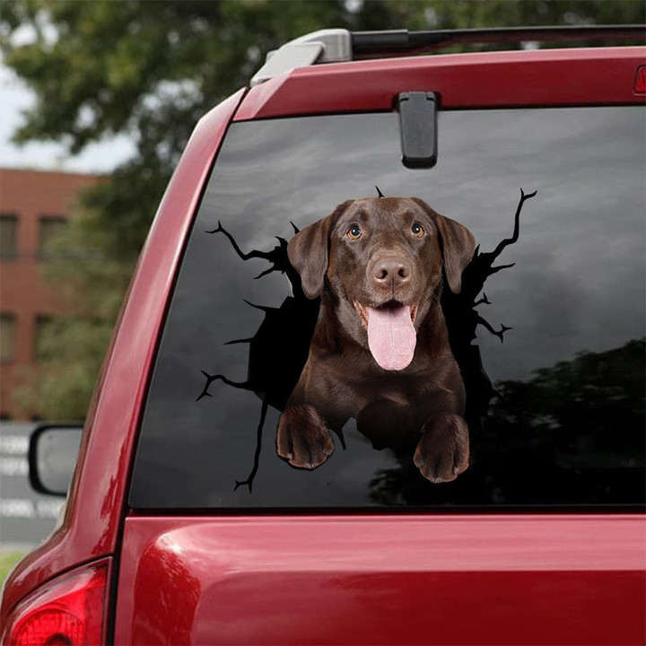 Labrador Crack Decal Sticker Car Happy Decal Stickers Birthday Gifts For Her, Car Sticker Printing 12x12IN 2PCS