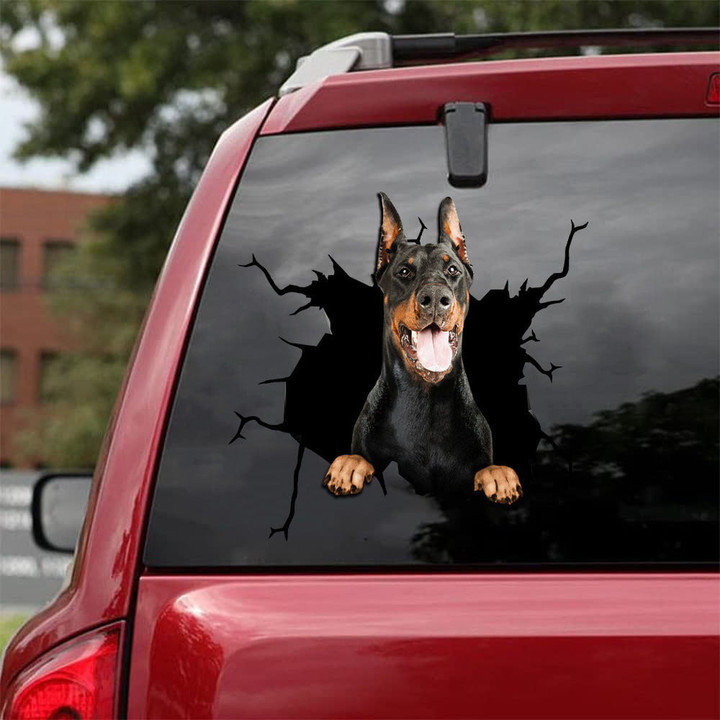 Doberman Crack Dad Decal Funny Jokes Custom Stickers Valentines Gifts, Auto Decals 12x12IN 2PCS