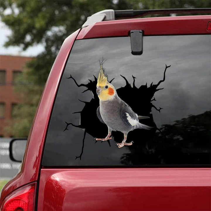 Cockatiel Crack Decal For Car Window Funny Wall Decor Clear Sticker Paper , Venom Decal For Car 12x12IN 2PCS