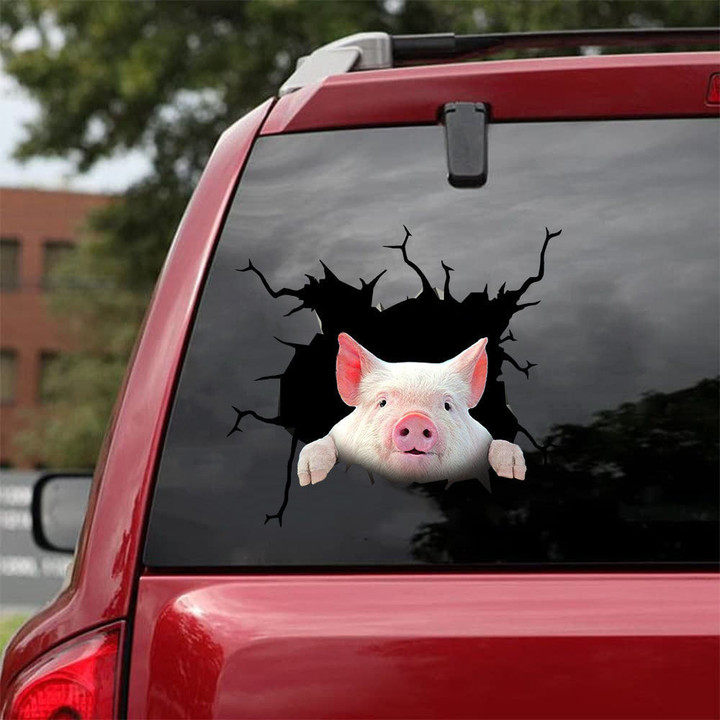 Pig Crack Decals For Windows The Cutest Anime Car Decals Good , Custom Front Windshield Decal 12x12IN 2PCS