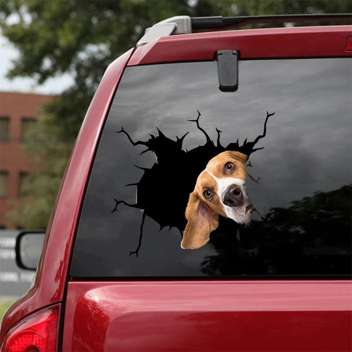 Beagle Crack Decal For Rear Window Wiper Nice Custom Sticker Labels Gifts For Dogs, Panda Car Decal 12x12IN 2PCS