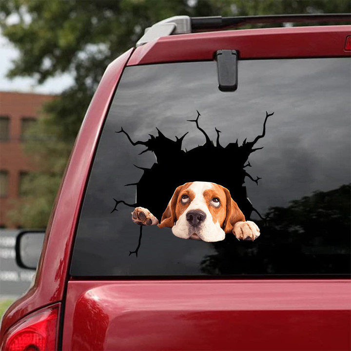 Beagle Crack Decal For Car Window Funny Quotes Stickers Best Gifts For Women, Xuv 500 Stickers 12x12IN 2PCS