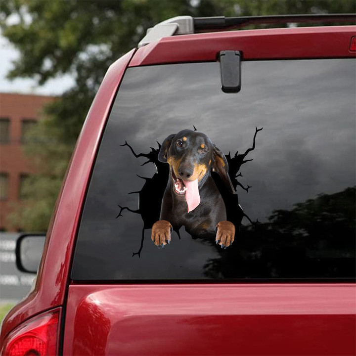 Dachshund Crack Stickers Funny Pictures Custom Logo Stickers Birthday Gifts For Mom, Cool Prius Nobody Sticker 12x12IN 2PCS