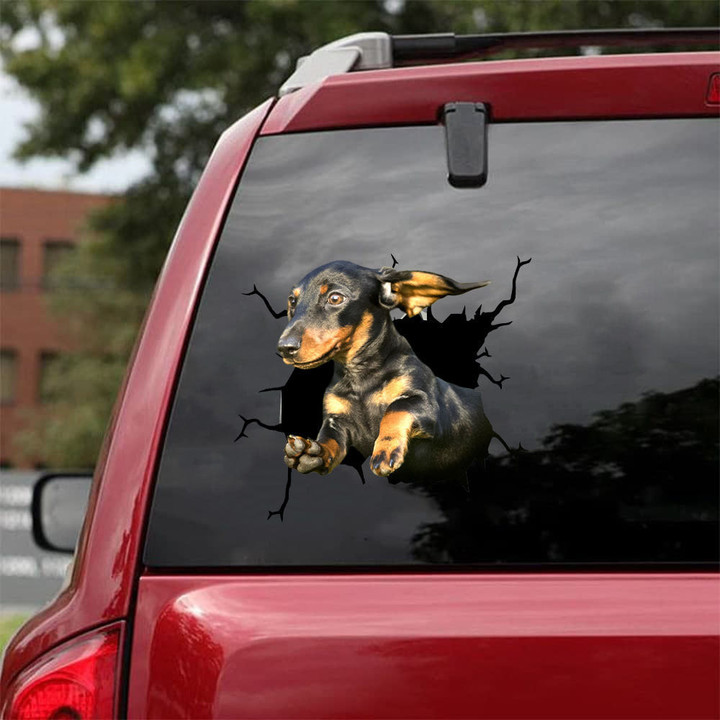 Dachshund Crack Decor Decal Hot Transfer Stickers , Ghost Decals For Cars 12x12IN 2PCS