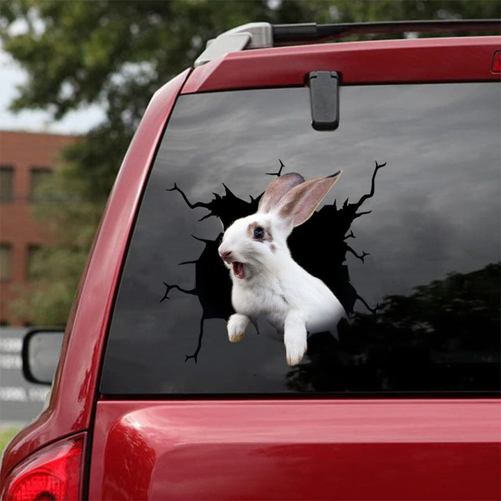 Rabbit Crack Sticker Car Window Cool Car Decal Stickers , State Stickers For Car 12x12IN 2PCS