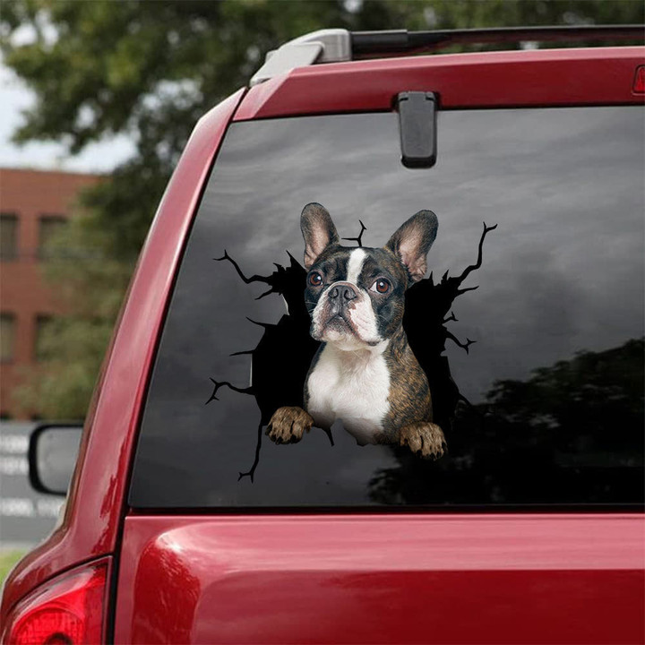 Boston Terrier Crack Sticker Sheets Be Cute Friendship Stickers Birthday Box, Sticker For Car Front Glass 12x12IN 2PCS