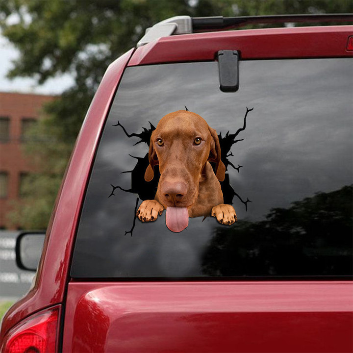Vizsla Crack Decal For Wall Funny Wall Decor Custom Vinyl Decals Gifts , Turbo Vinyl Sticker 12x12IN 2PCS