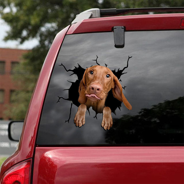 Vizsla Crack Stickers For Cars Fun Die Cut Stickers Gifts For Grandparents, 3D Letter Stickers For Cars 12x12IN 2PCS