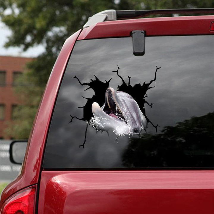 Bottlenose Dolphin Crack Stickers Cute Avery Sticker Paper Gift Delivery, Terrible Bumper Stickers 12x12IN 2PCS