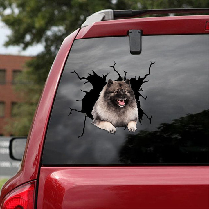 Keeshond Crack Sticker Ideas Pretty Stickers Mothers Day Ideas, Large Flag Decals For Cars 12x12IN 2PCS