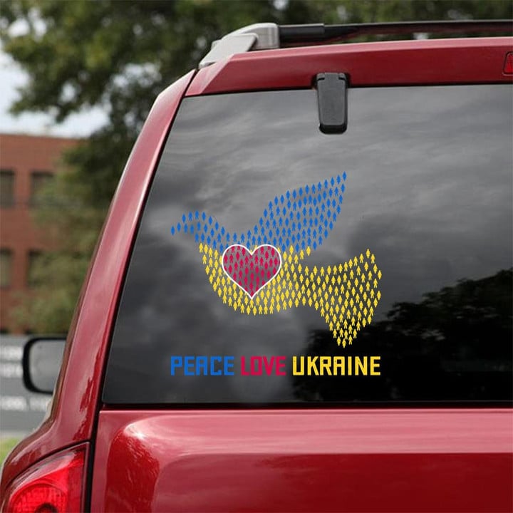 Peace Love Ukraine I Stand With Ukraine Ukrainian Dove Heart Flag Sticker Car Vinyl Decal Sticker 12x12IN 2PCS